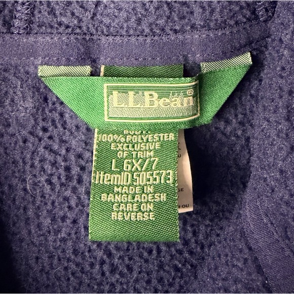 LL Bean Jacket Outdoors Coat Fleece Mountain Hiking Youth Large 6X/7 Blue - Picture 6 of 7